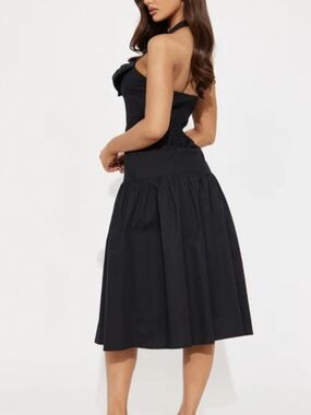 Black Halter Midi Dress
